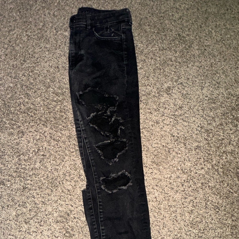 American Eagle Outfitters Black Distressed Jeans